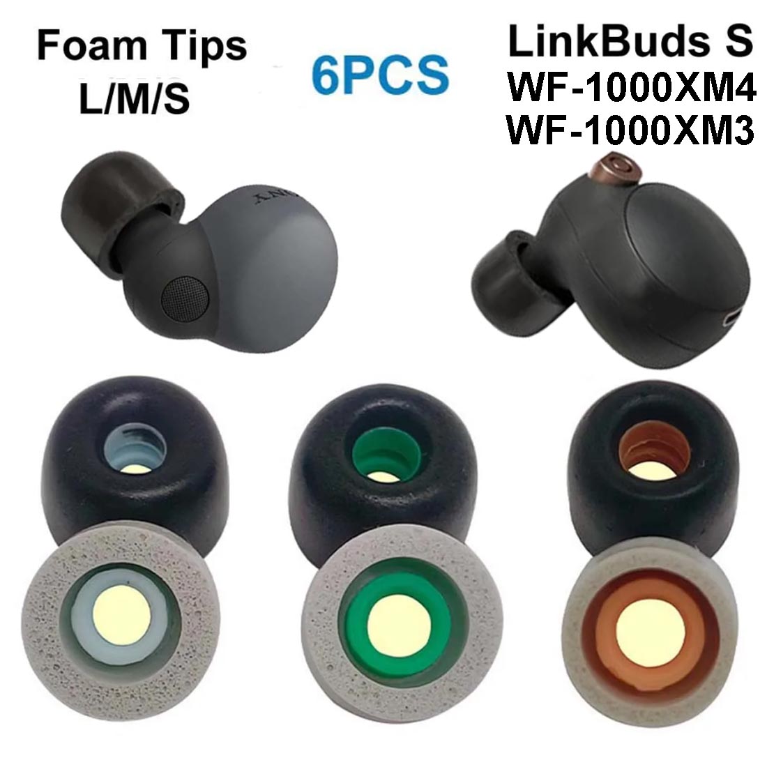 Earphone Foam Tip - Sony LinkBuds S WF-1000XM4 WF-1000XM3 için
