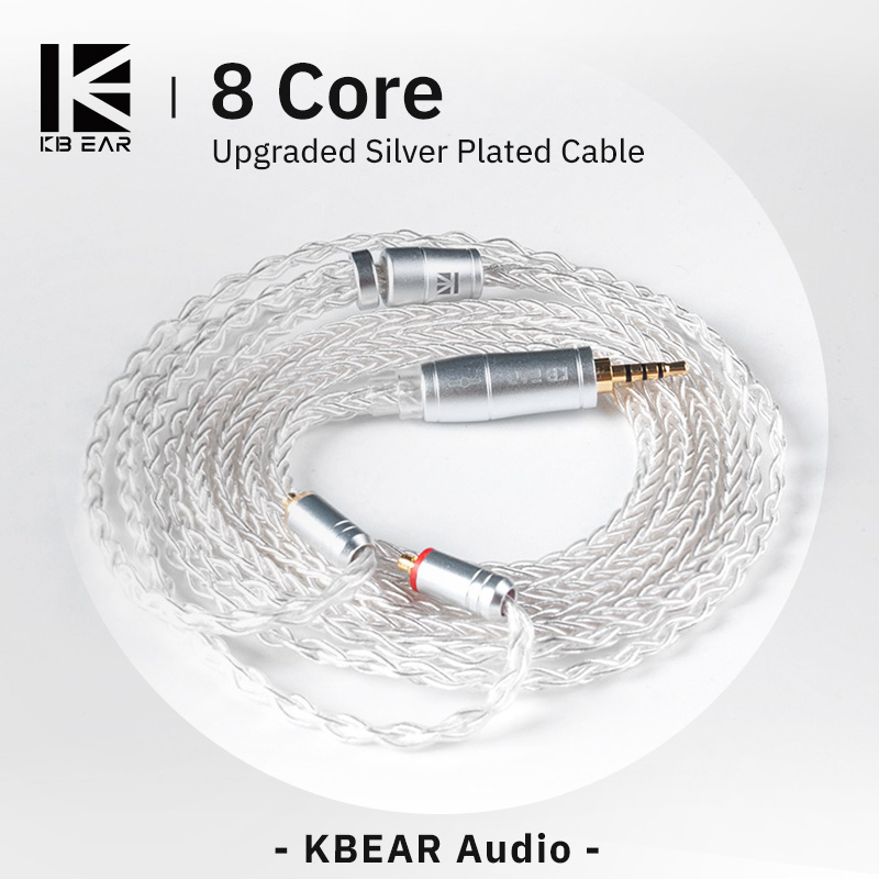 In Ear Monitor Iem - KBEAR 8 Çekirdekli Yükseltilmiş Gümüş Kablolu