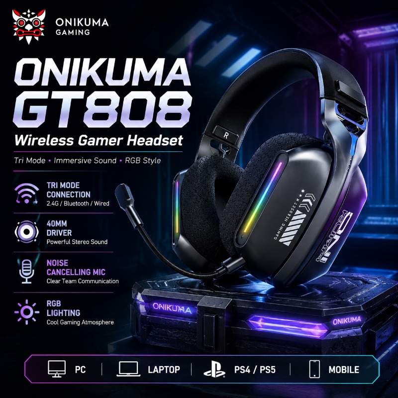 ONIKUMA GT808 Kablosuz Oyun Ku - Gaming Headset Rgb incelemesi ve fiyatı
